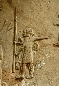 Relieve que representa un sitio de construcción, Palacio de Asurbanipal, Nínive, c.645 a.C.
